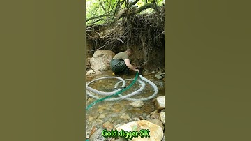 Gold Panning with a DIY Suction Nozzle - Uncovering a Real Golden Treasure!