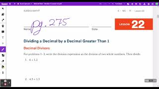 Eureka Squared - Grade 6 - Module 2 - Lesson 22