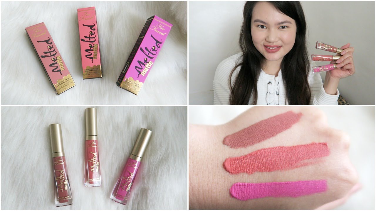 Altijd opladen smal Too Faced Melted Matte Lipsticks (Sell Out, Feelin Myself, 1998) + Swatches  | Tracey Violet T - YouTube