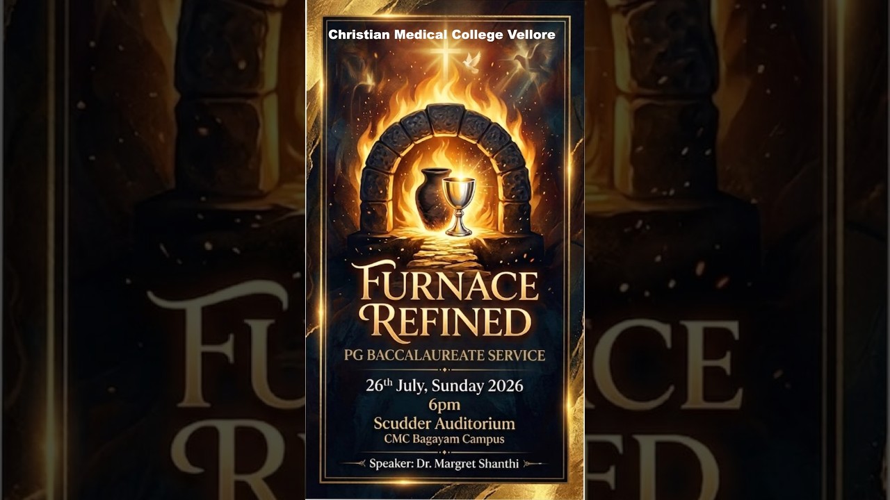 CMC Vellore  - Baccalaureate Service (PG Medical), Sunday, 6 PM,  26th July 2026, Scudder Auditorium