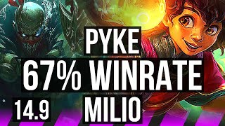 PYKE & Lucian vs MILIO & Caitlyn (SUP) | 5/1/7, 67% winrate | KR Master | 14.9