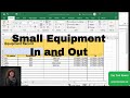 Small equipment in and out with barcodes in excel