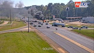 [FULL VIDEO] Arkansas: Car Burst Into Flames While In Motion And Burns To The Ground