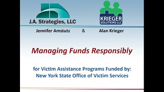 Managing Funds Responsibly - Fiscal Management for Program Managers hosted by OVS on January 5, 2021