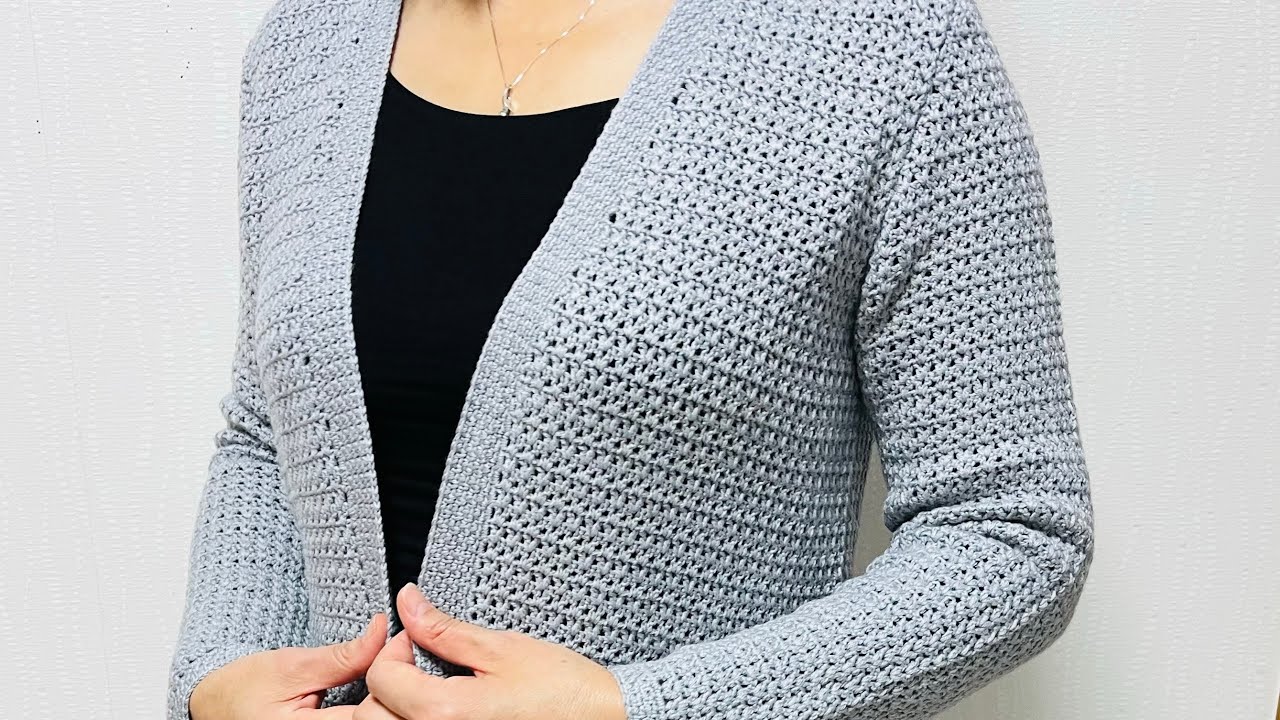 ツモリチサト 19ss かぎ編み ニット カーディガン Vネック M IBO36 型崩しにくいかぎ編みVネックカーディガン 編み方その1−身頃 動画に