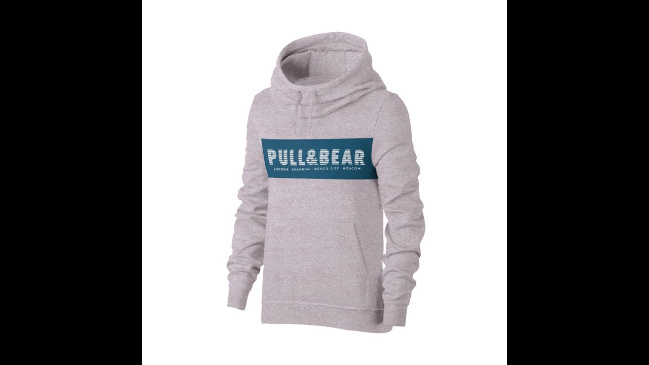 Pull & Bear Fleece Pullover Hoodie For Men-Purple Melange With Blue Panel-BE13522