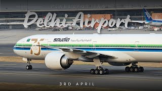 Delhi Airport Plane Spotting | Saudia Retro Livery Special | Evening International Arrivals  Takeoff