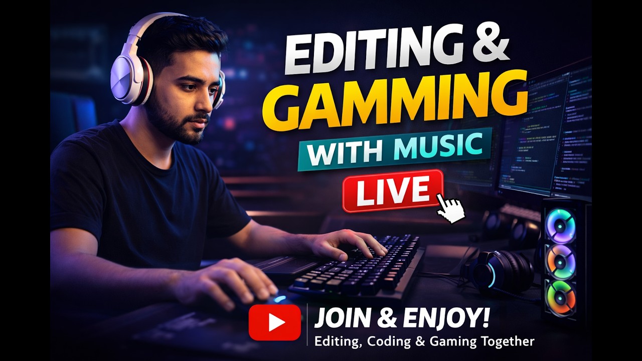 LIVE 🔴 Editing + Coding + Gaming with Music | Chill & Fun Stream - YouTube