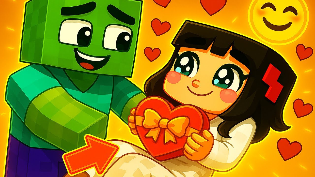 Zombie Boy Gives Heart Gift to Beautiful Girl ❤️😊 | Minecraft Love Story Animation