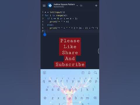Print * hollow square pattern in python | #python #programming #pattern ...