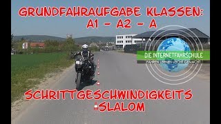 Grundfahraufgabe Zweiradausbildung  Schrittgeschwindigkeits Slalom  Motorradführerschein Klasse A