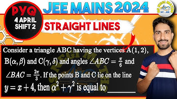 Consider a triangle ABC having the vertices A(1, 2), B(α, β) and C(γ, δ) and angles angl     ABC...