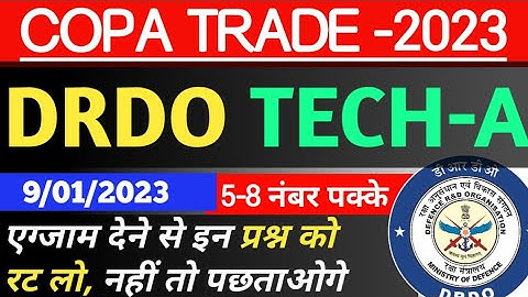 Drdo Copa Analysis 2023 |Drdo Copa Previous Question Paper|Drdo Copa 9 January Paper 2023 |Analysis