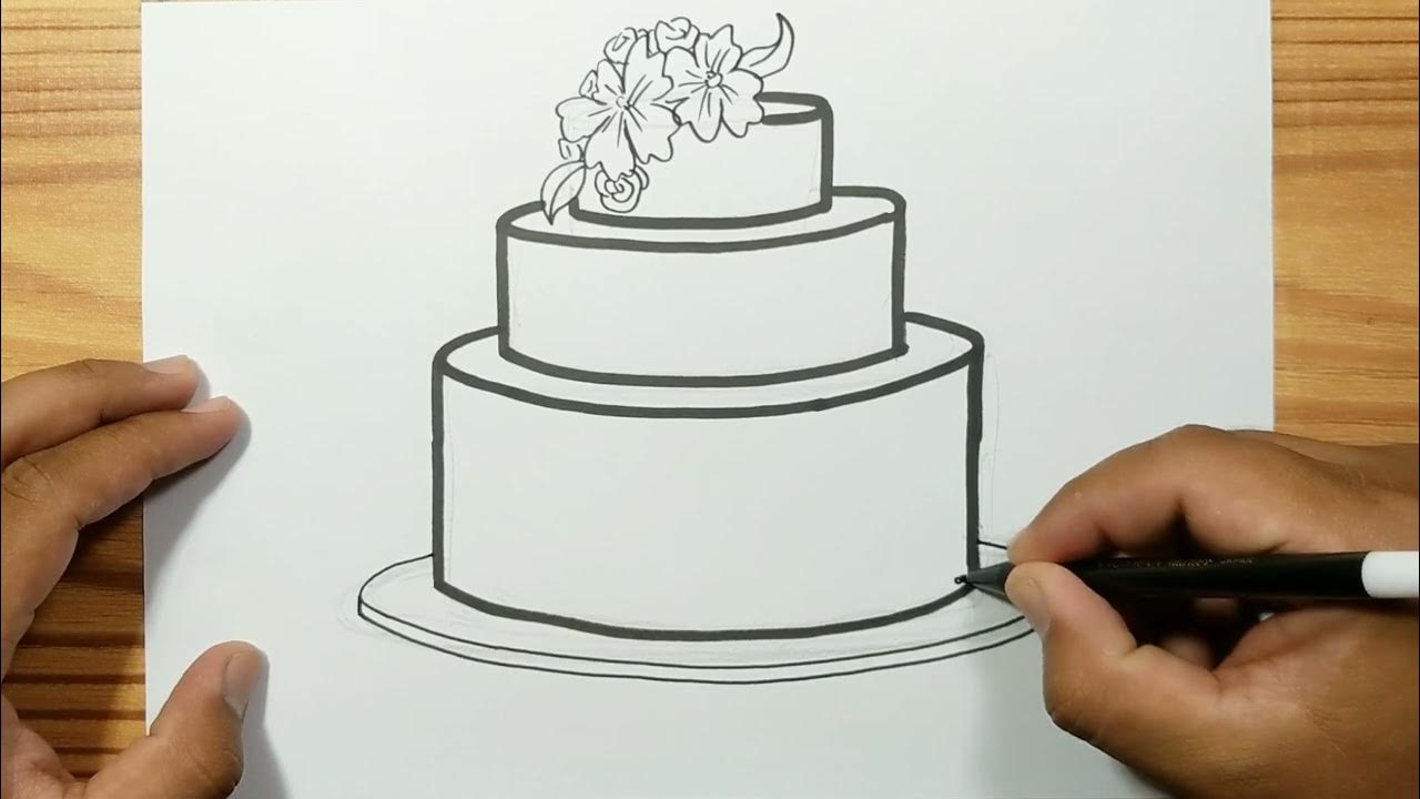 How to draw WEDDING CAKE - YouTube