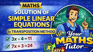 Simple Linear Equations | Transposition Method | Algebra 1 | Solve Equations Step-by-Step