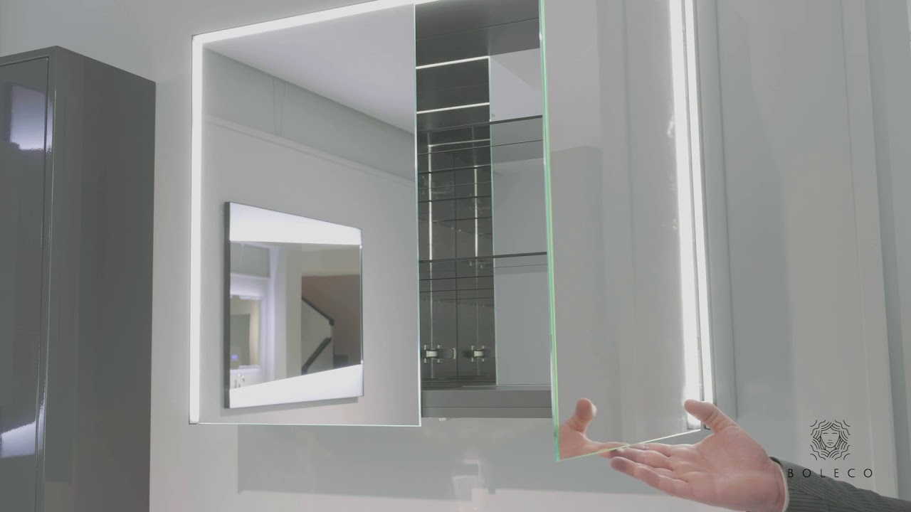 DICTAC specchio bagno contenitore con Illuminazione LED e Presa 70 x 60 x  15 cm armadietto mobile specchiera a 3 Ante e conservazione,Bianco