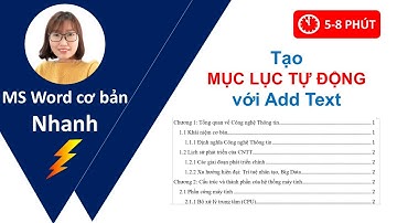 Hướng dẫn tạo mục lục tự động với Add text trong MS Word - Học Word nhanh