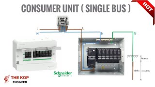 การต่อสายไฟฟ้า ตู้ Consumer บัสบาร์เดี่ยว MAIN RCBO แบรนด์ Schneider