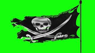 Пиратский Флаг, Веселый Роджер, Черный Флаг, Зеленый Фон, Хромакей