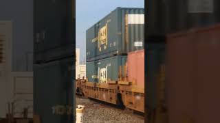 Three Big CSX GE Locomotives Pull 16 Intermodal Cars It's Overpowered