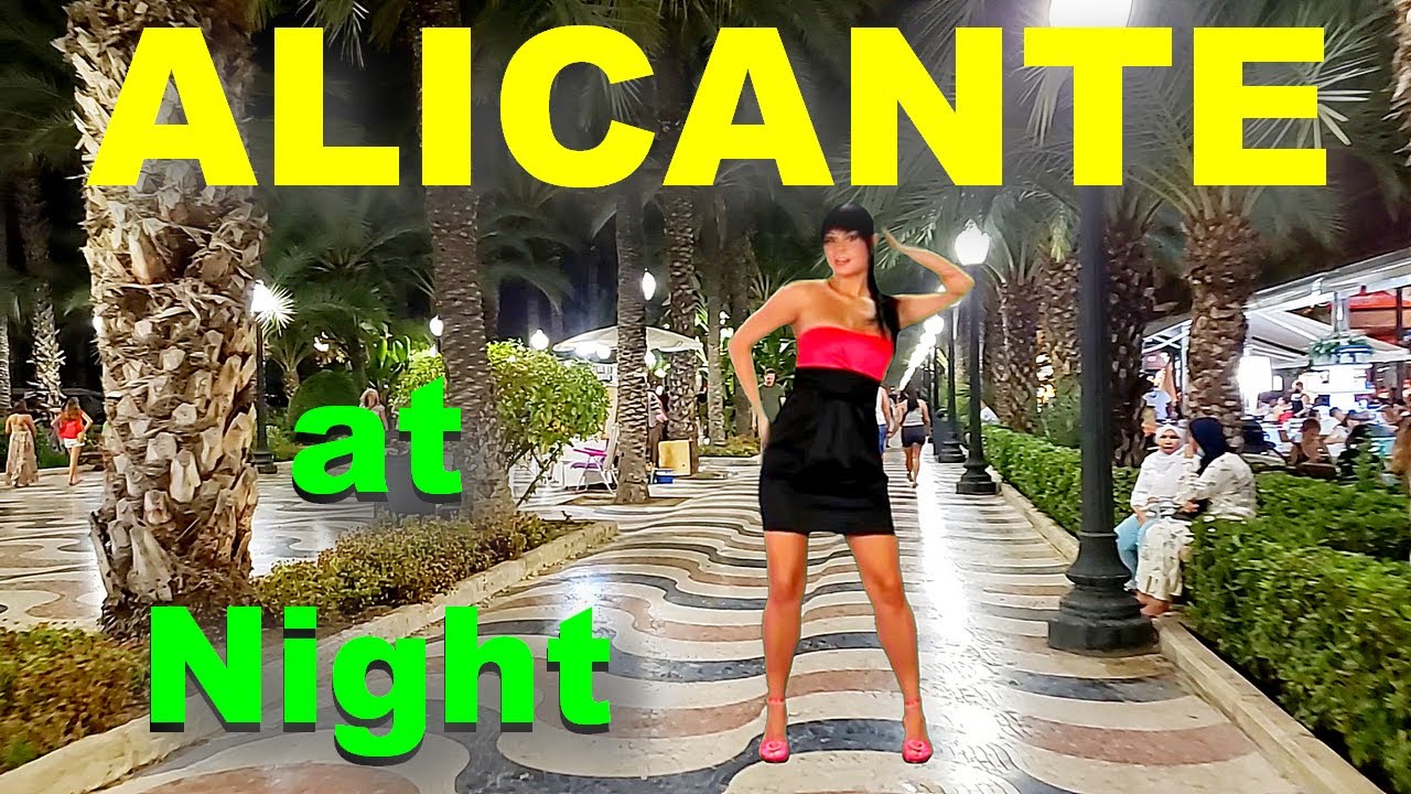 ИСПАНИЯ: АЛИКАНТЕ (Алакант) ночью. Улицы Старого города, Приморский бульвар и многое другое