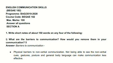 Solved assignment, BEGAE-182,English communication skills ,BAG 2019-2020