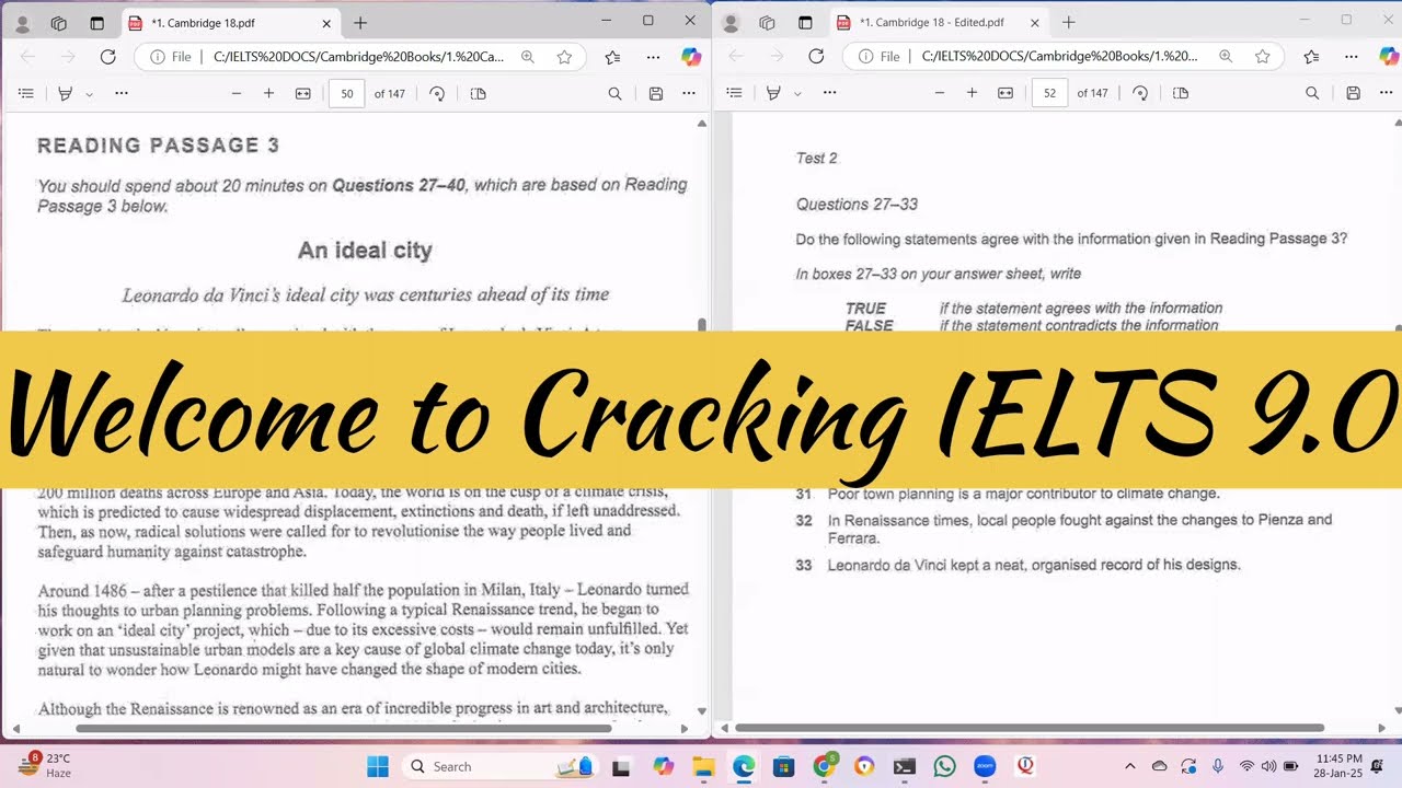 IELTS Academic Reading passage answers with logical explanation I An Ideal City