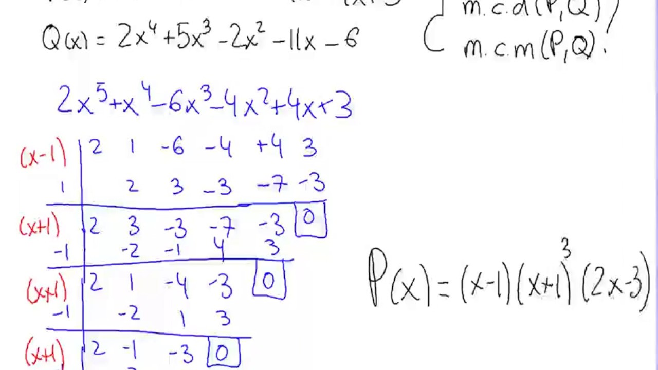 Cómo calcular el MCM y el MCD de dos polinomios - YouTube