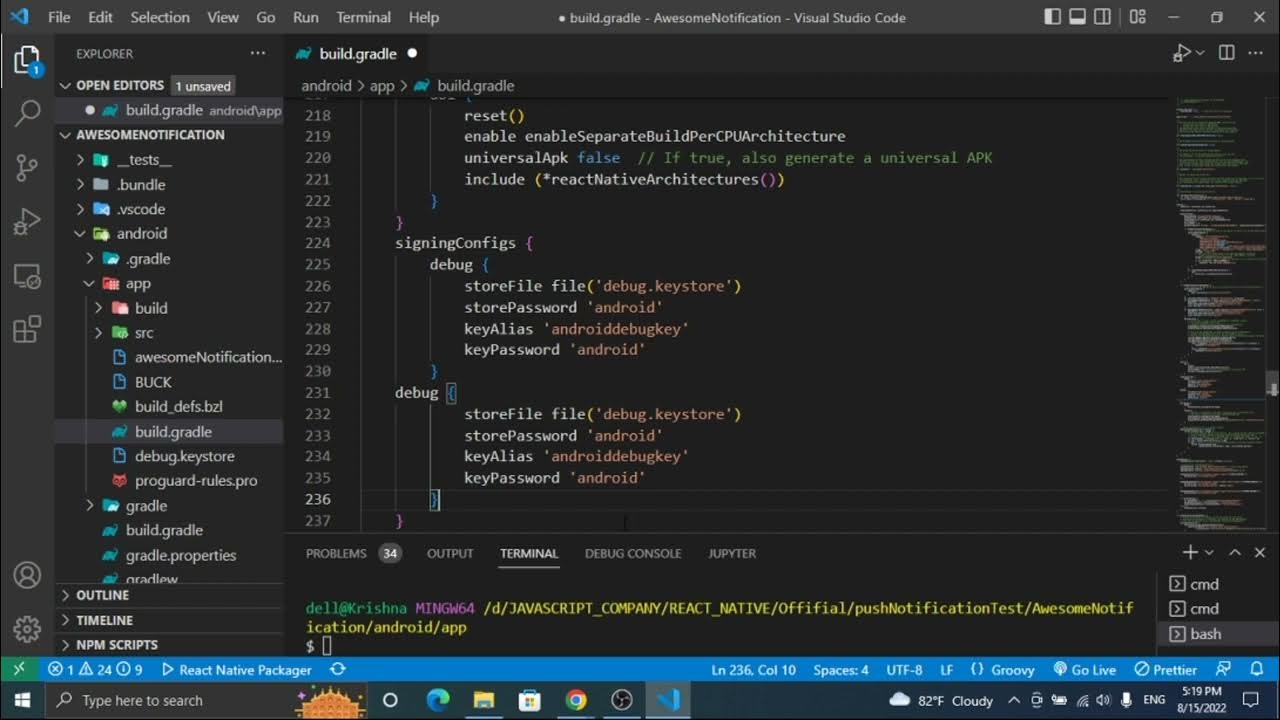 How to create Signed apk in react native - YouTube