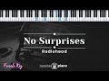 No Surprises Radiohead KARAOKE PIANO FEMALE KEY 