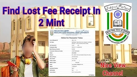 How To Find Lost Fee Receipt Manuu Maulana Azad National Urdu University Hyderaba#manuu#DDE#Fee