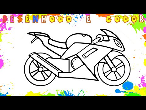 Como Desenhar uma MOTO | ESPORTE | Desenho para Colorir e Imprimir | Desenhooo e Cooor