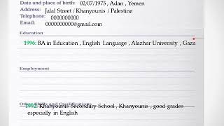 Unit 2 Period 6 Writing ( CV ) 11th grade لغة انجليزية الصف الحادي عشر