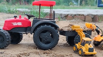 Jcb 3dx Backhoe Two Machine  Loading Red Mud In Mahindra and Sonalika Tractor | Jcb Tractor Cartoon