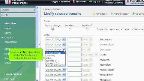 micfo | how to modify an existing hosting account in Plesk reseller