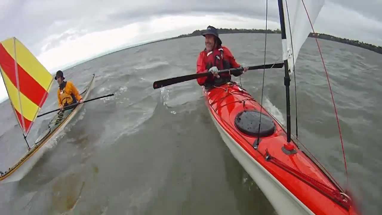 Sea kayak sailing with Stevatron - YouTube