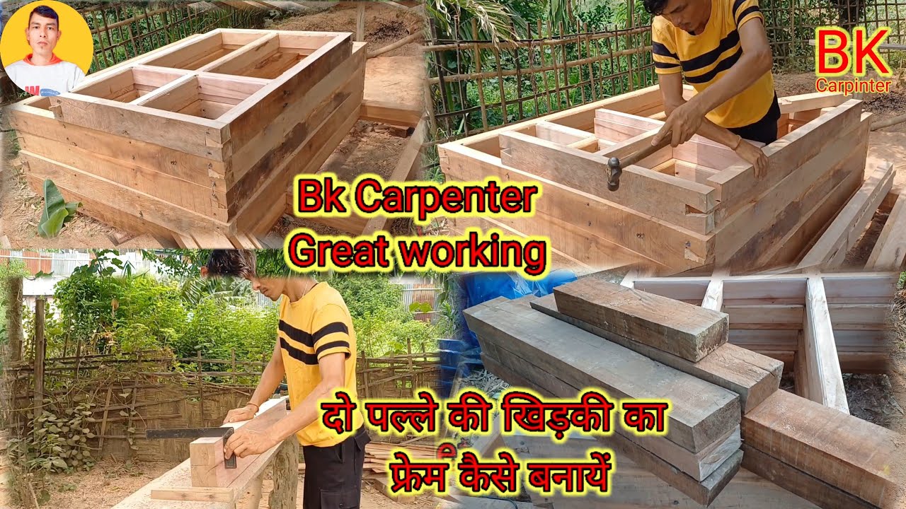 How to build a wooden window frame//wooden window frame making process ...