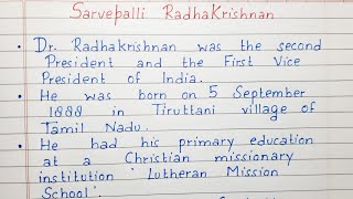 Write 10 lines on Sarvepalli Radhakrishnan | Short Essay | English