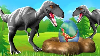 Giant Black T-Rex Guardian: Saving Eggs from Other Dinosaurs | Heartwarming Black Dinosaur Cartoons