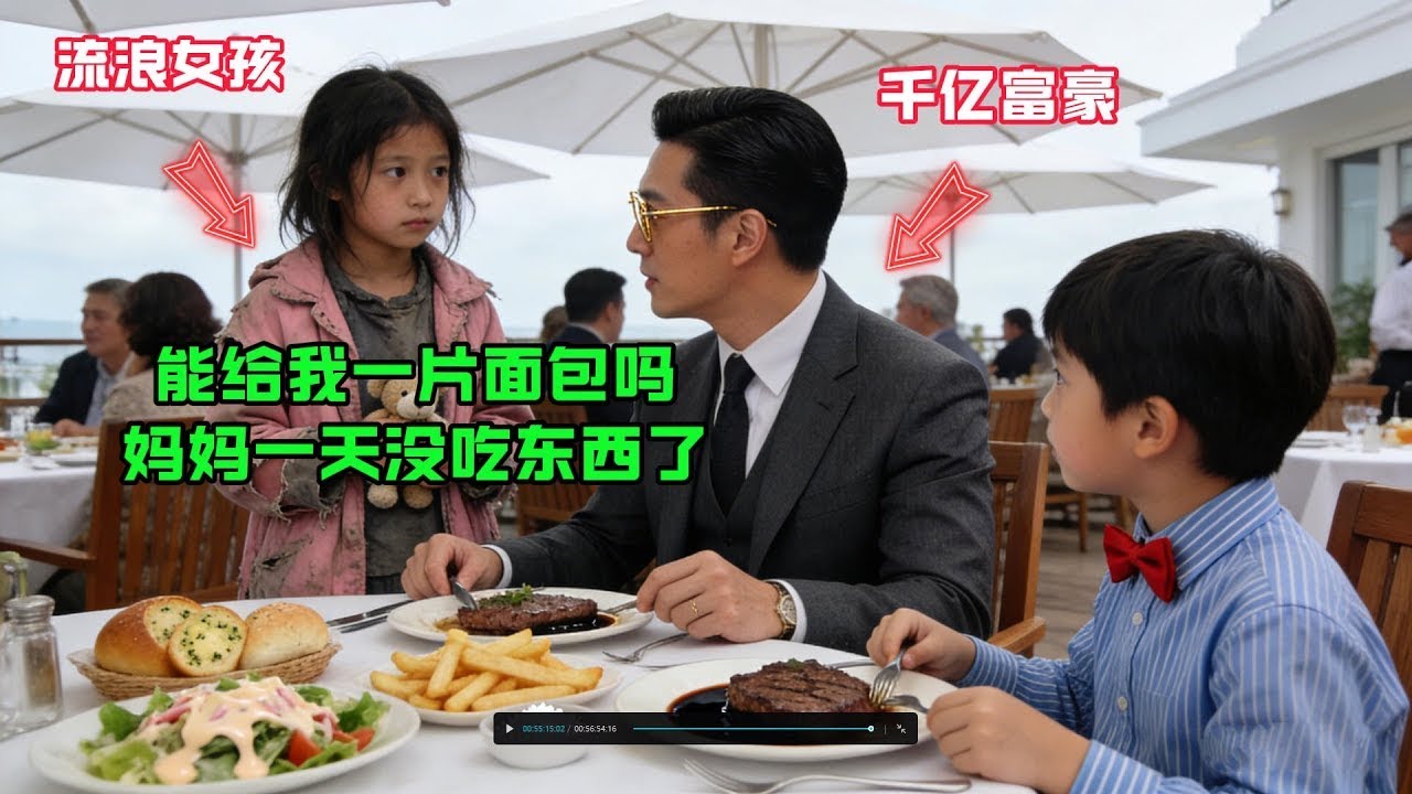 “叔叔，可以給我一片麵包嗎？我媽媽一天沒吃東西了！”流浪女孩爲了生病的媽媽向正在用餐的千億富豪討食物，富豪接下來的舉動震驚了所有人！