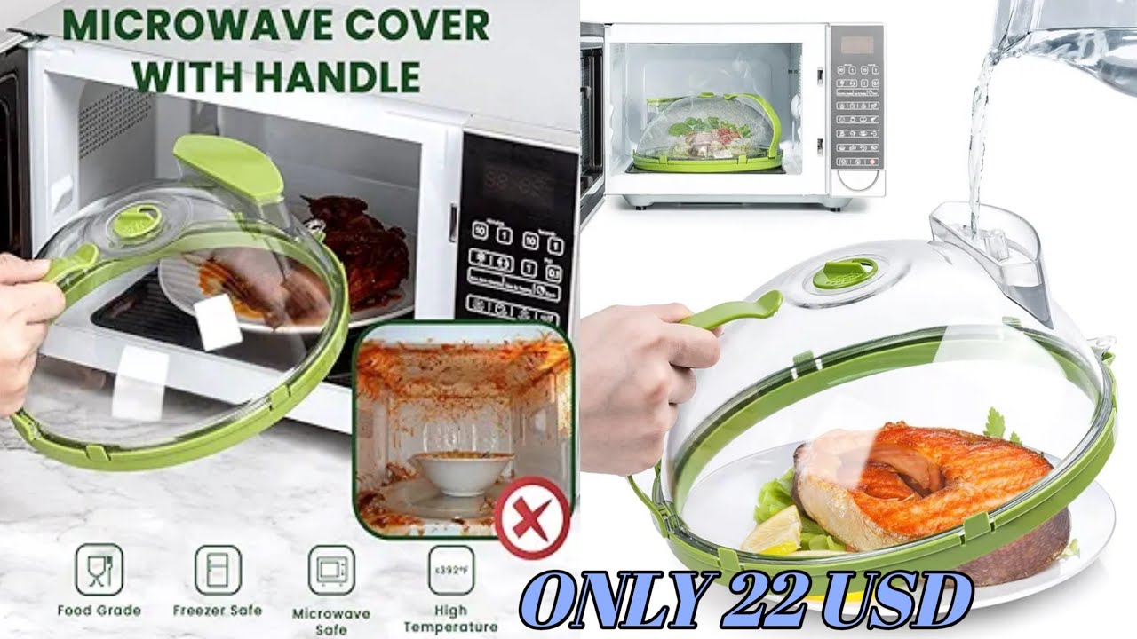 Gracenal Microwave Cover for Food Clear Microwave Splatter Cover with Handle and Water Storage Box 10 inch Plate Covers Kitchen Gadgets and Accessorie