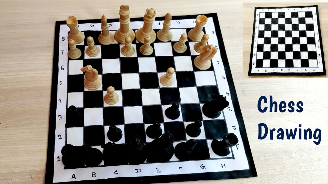 How to draw chess game  Drawing Chessboard 