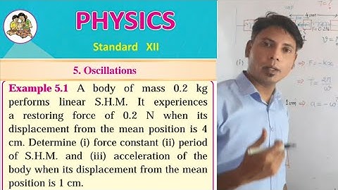 12 physics I Oscillation I Solved Example 5.1 / A practical of mass 0.2 kg performance linear S.H.M.
