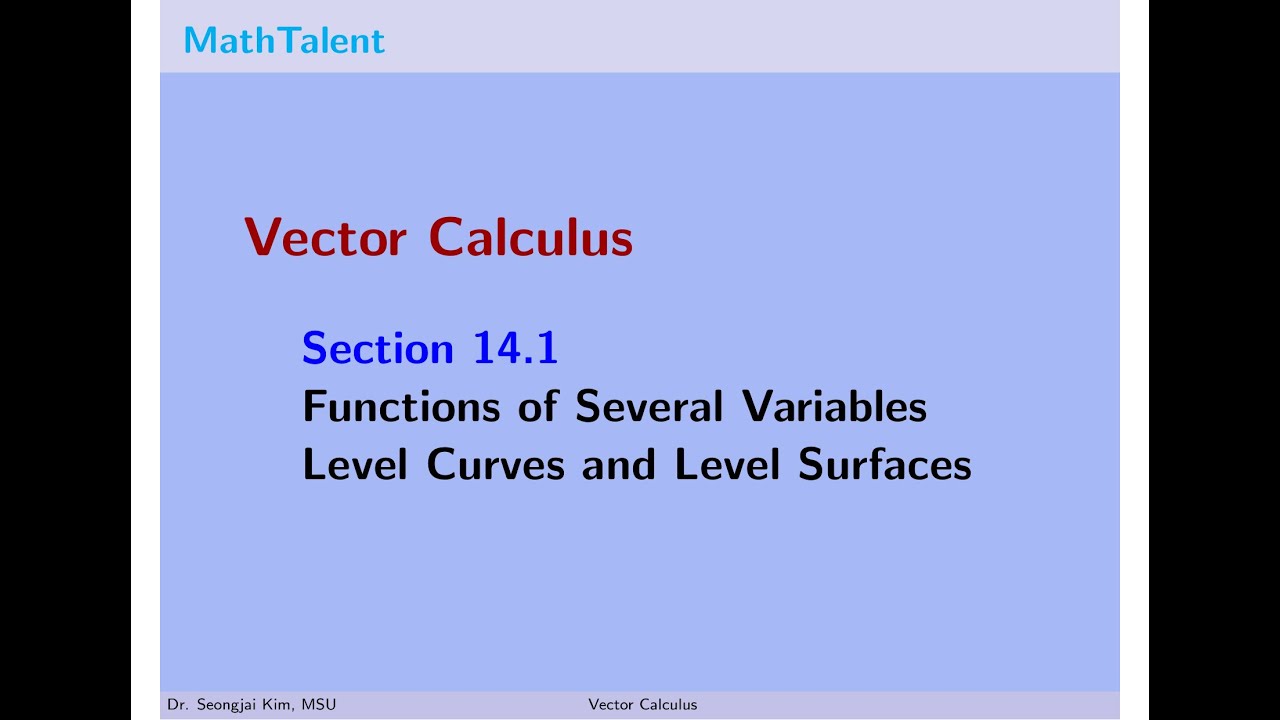 MathTalent Vector Calculus 14.1 Functions of Several Variables Level ...