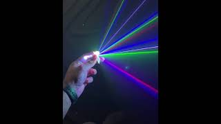 Broken part of CD reflects rainbow colours interacting with laser beam