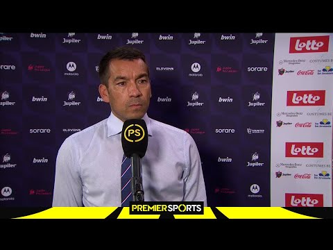 Rangers manager Giovanni van Bronckhorst reacts to his side's 1st leg loss to Union Saint-Gilloise