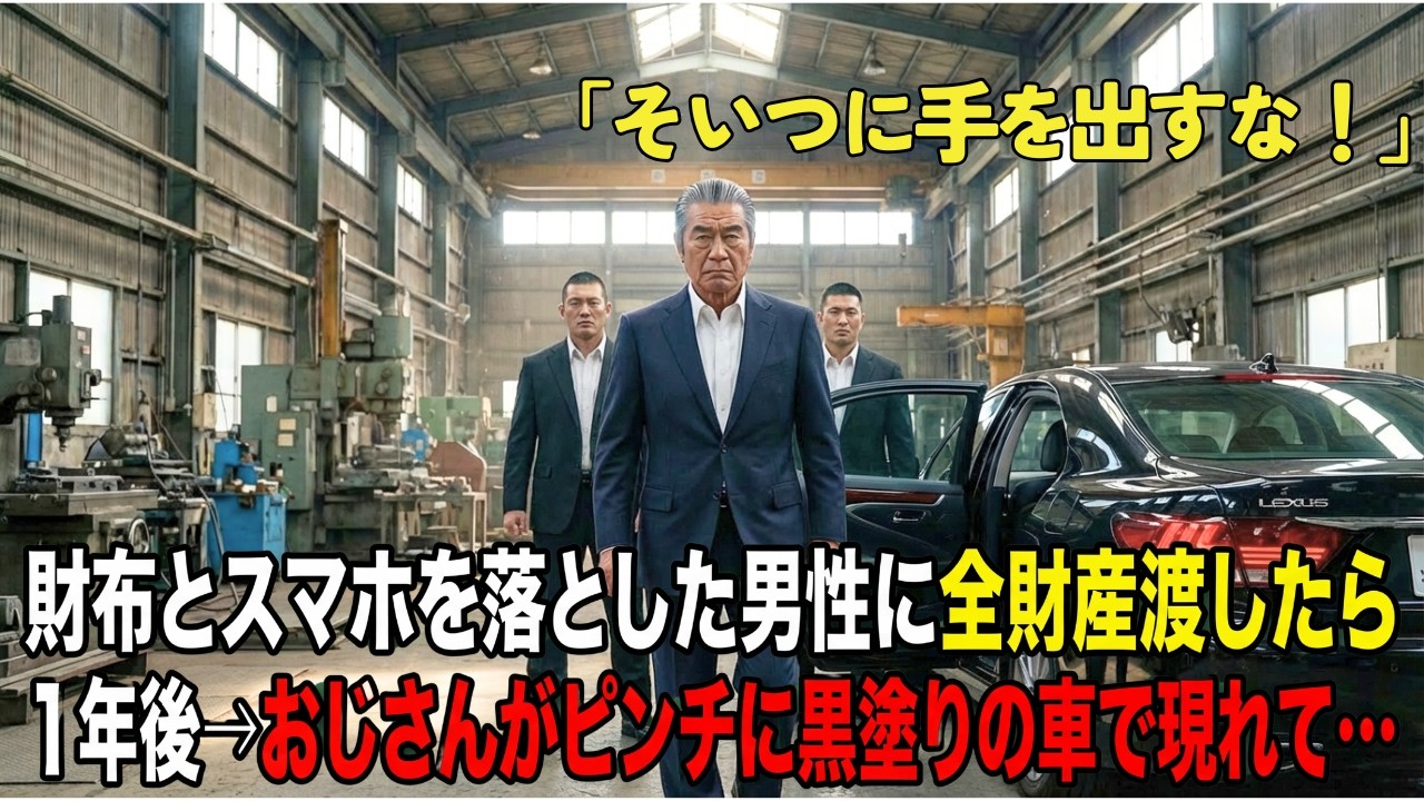 財布とスマホを落とした強面おじさんに給料日前の全財産5000円渡したら→1年後、不良に囲まれて大ピンチの時に黒塗りの車からあの時のおじさんが現れて…【感動する話】