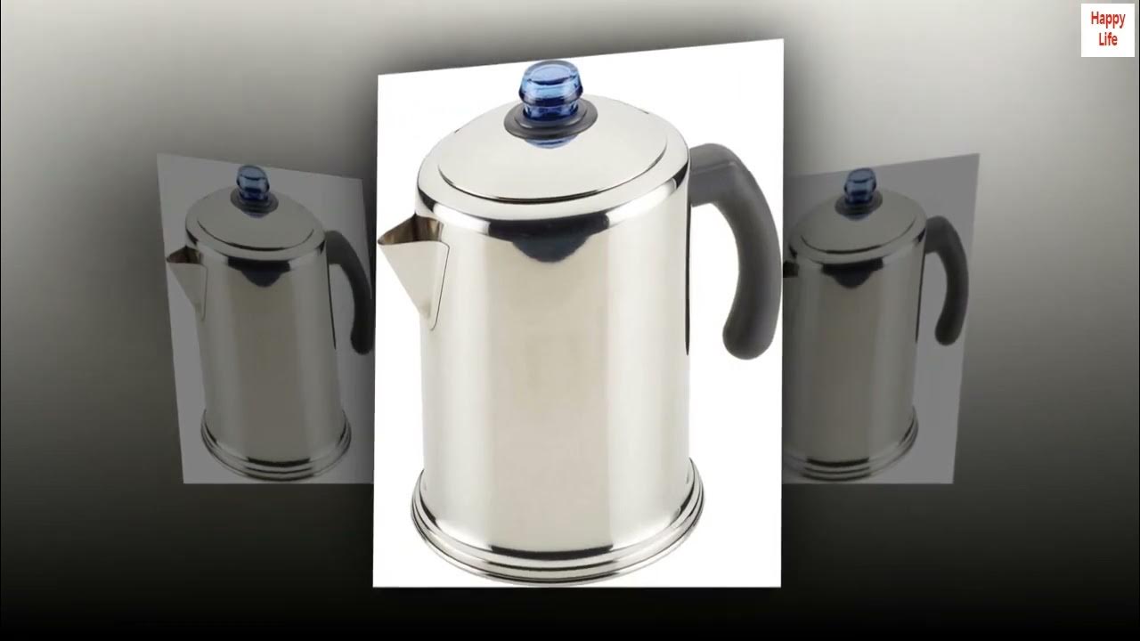 Farberware Classic Stainless Steel Coffee Percolator, 12 Cup, Blue