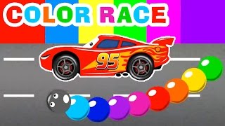 race cars cartoon spiderman mcqueen lightning colors learn children