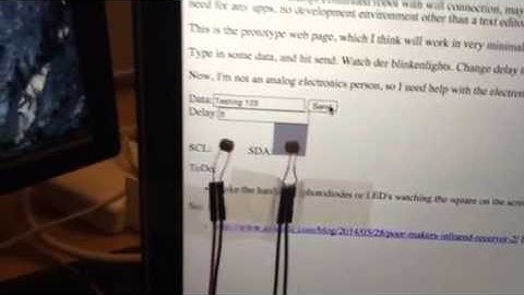 2Wire (unidirectional I2C) coms from HTML5 to hardware via blocks of light on the screen.